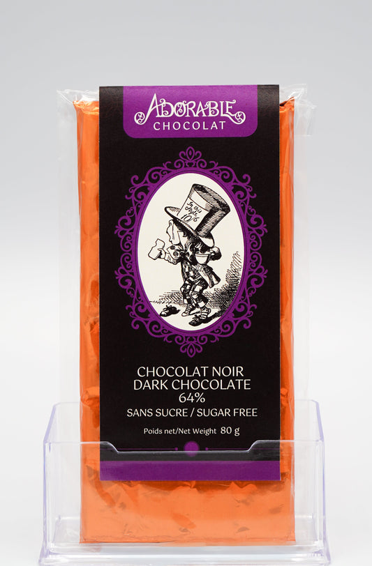 Bar chocolat noir 64% sans sucre/64% sugar free dark chocolate