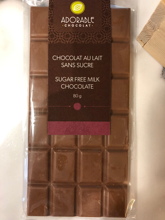 Bar chocolat lait sans sucre/sugar free milk chocolate